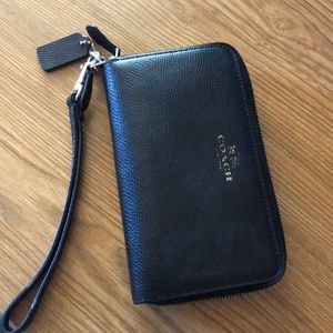 Black Coach wristlet- double pocket